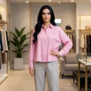 شميز مقلم عريض كم مقلوب