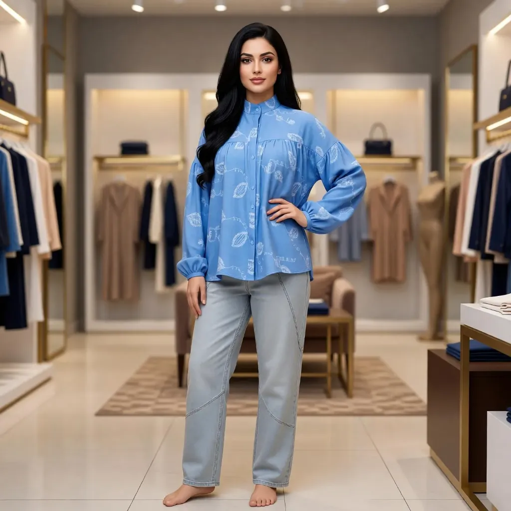 شميز فرنس كتان مطبوع فرست